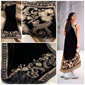 Black velvet embroidered shawl